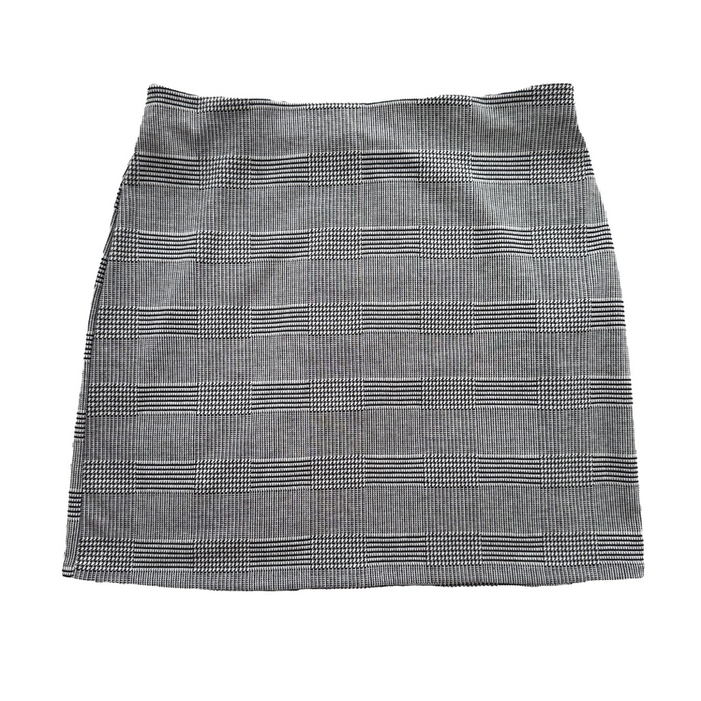 Black and White Plaid Mini Pencil Skirt